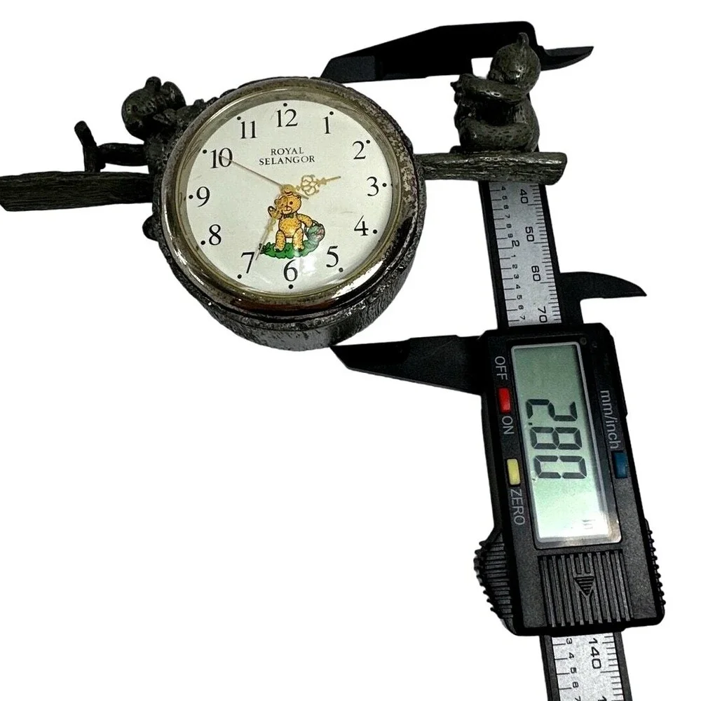 Royal‎ Selangor Pewter Teddy Bear Clock Barrel Design Collectible 1996